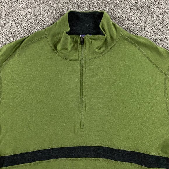 Ibex 1/4 Zip Pullover Sweater Top Men's XL Merino Wool Green Base Layer - Picture 5 of 11